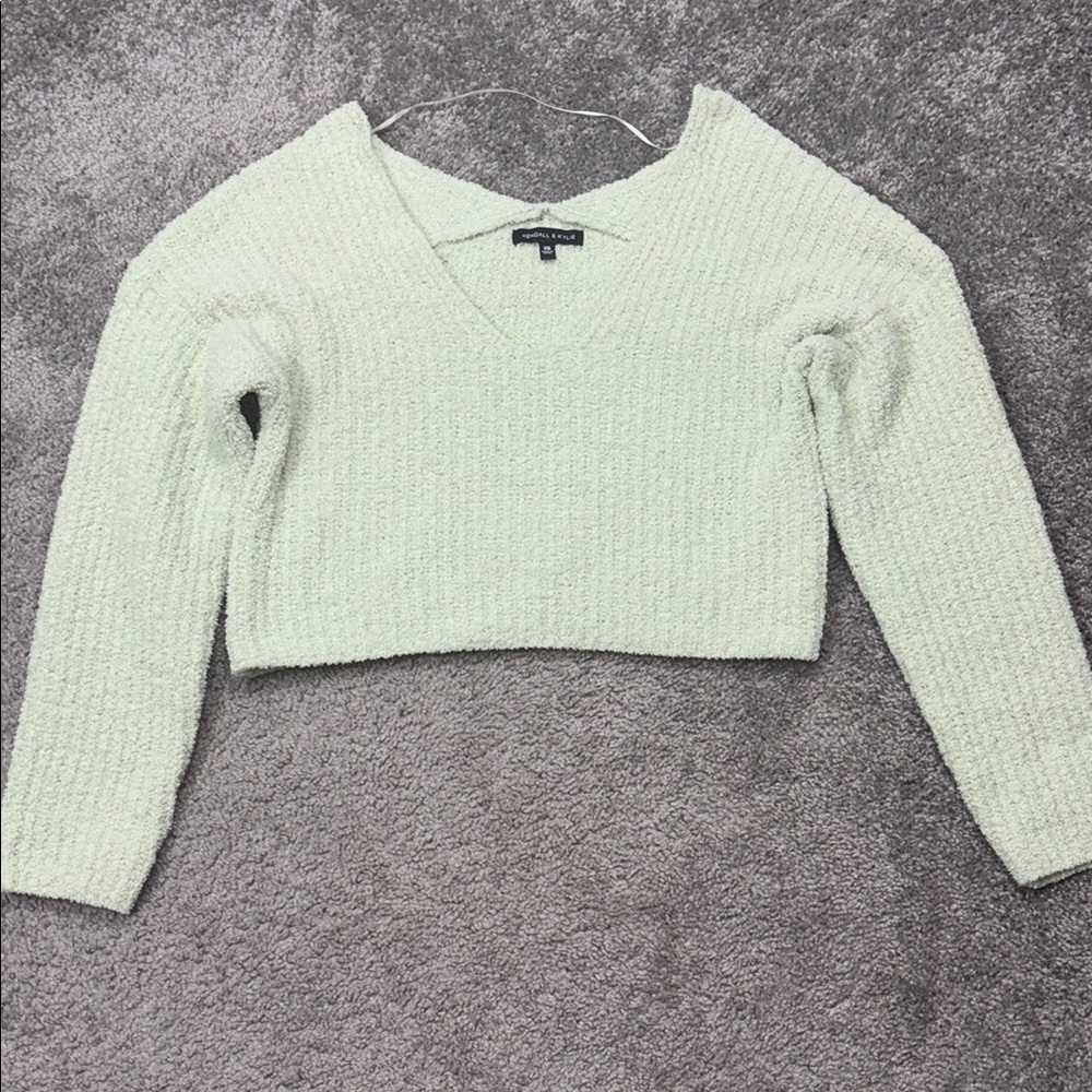 Kendall & Kylie Soft Green‎  crop Knit Sweater size XS